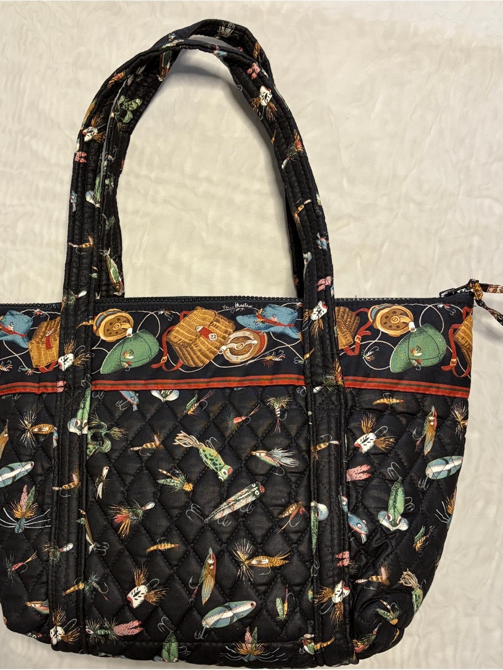 VTG Vera Bradley Lures Fly Fishing Quilted Tote Bag Rare 90s Pristine - Picture 6 of 10